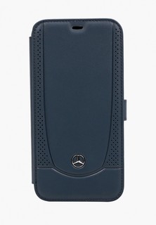 Чехол для iPhone Mercedes-Benz 12 Pro Max (6.7), Genuine leather Urban Smooth/perforated Blue