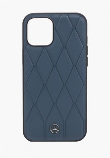 Чехол для iPhone Mercedes-Benz 12 Pro Max (6.7), Genuine leather Wave Quilted Blue