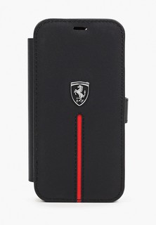 Чехол для iPhone Ferrari 12 mini (5.4), Off-Track Genuine leather Stitched stripe Black