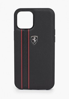 Чехол для iPhone Ferrari 12 Pro Max (6.7), Off-Track Genuine leather Stitched stipe Black