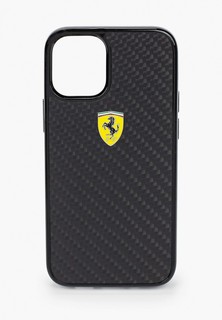 Чехол для iPhone Ferrari 12 mini (5.4), On-Track Real Carbon with metal logo Black