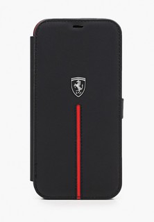 Чехол для iPhone Ferrari 12 Pro Max (6.7), Off-Track Genuine leather Stitched stripe Black