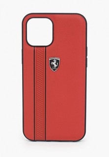 Чехол для iPhone Ferrari 12 Pro Max (6.7), Off-Track Genuine leather Stitched stipe Red