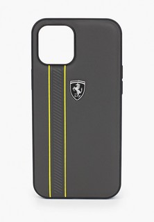 Чехол для iPhone Ferrari 12 Pro Max (6.7), Off-Track Genuine leather Stitched stipe Grey