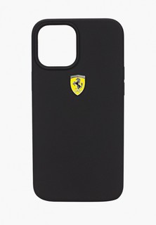 Чехол для iPhone Ferrari 12 Pro Max (6.7), On-Track Liquid silicone with metal logo Black