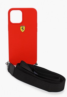 Чехол для iPhone Ferrari 12 Pro Max (6.7), On-track Liquid silicone Strap & metal logo Red