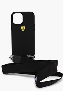 Чехол для iPhone Ferrari 12 Pro Max (6.7), On-track Liquid silicone Strap & metal logo Black