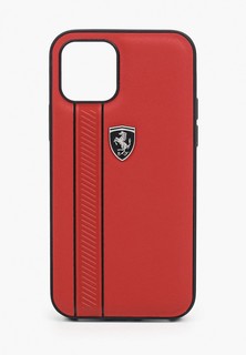 Чехол для iPhone Ferrari 12/12 Pro (6.1), Off-Track Genuine leather Stitched stipe Red