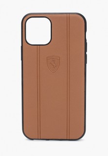 Чехол для iPhone Ferrari 11 Pro, Stamped logo Embossed lines Leather Camel