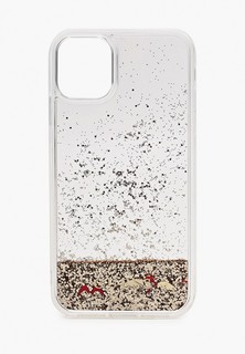 Чехол для iPhone Guess 11, Liquid glitter Floating hearts Gold