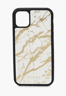 Чехол для iPhone Guess 11, Double Layer Marble Tempered glass White