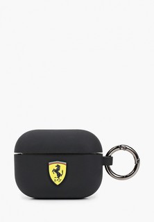 Чехол для наушников Ferrari Airpods Pro, Silicone case with ring Black