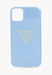 Чехол для iPhone Guess 11, Metallc effect Triangle logo PC/TPU Light blue