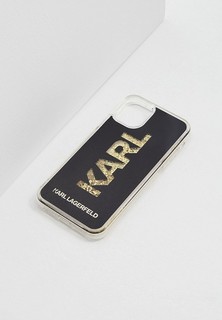Чехол для iPhone Karl Lagerfeld 11, Liquid glitter Karl logo Black/Gold