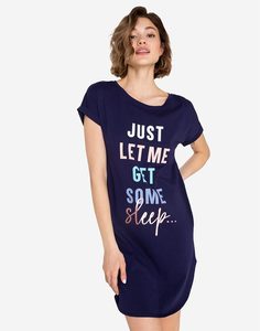 Синяя ночная сорочка с принтом Just let me get some sleep Gloria Jeans