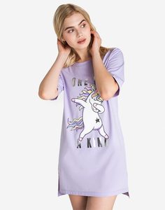 Сиреневая ночная сорочка с принтом One of a kind Gloria Jeans