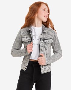 Серая джинсовая куртка для девочки Gloria Jeans