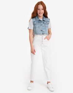 Укороченный джинсовый жилет для девочки Gloria Jeans