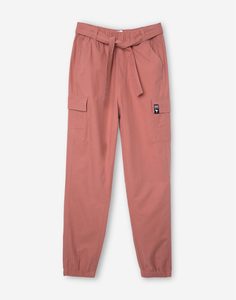 Розовые брюки-карго с поясом для девочки Gloria Jeans