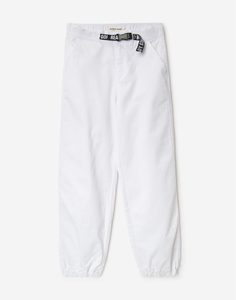 Белые брюки-джоггеры с поясом на фастексе Gloria Jeans