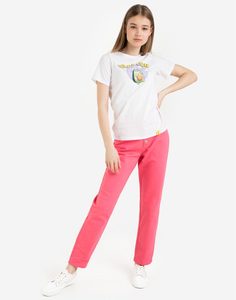 Розовые джинсы New mom с пуговицами Gloria Jeans