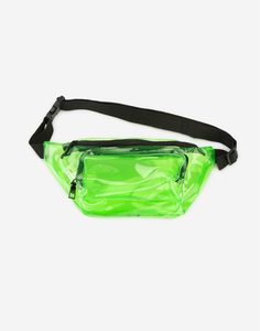 Неоново-зелёная поясная сумка прозрачная Gloria Jeans