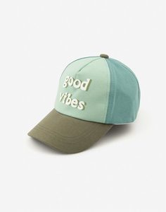 Зелёная бейсболка «Good vibes» для мальчика Gloria Jeans