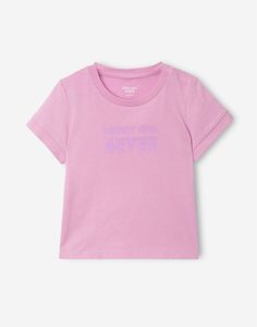 Сиреневая футболка с принтом Lovely girl 4ever для девочки Gloria Jeans