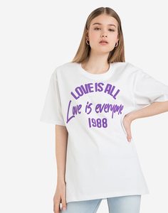 Белая длинная футболка superoversize Gloria Jeans