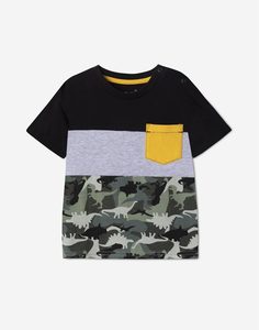 Футболка oversize колор-блок с карманом для мальчика Gloria Jeans