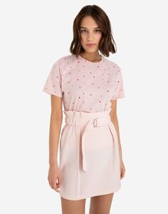 Розовая юбка Paperbag с поясом Gloria Jeans