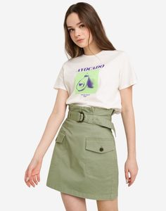 Оливковая юбка Paperbag с карманами-карго и поясом Gloria Jeans