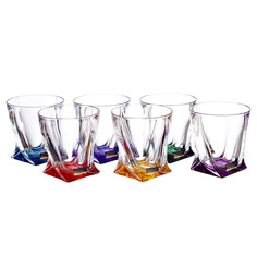 Набор стаканов для виски quadro ассорти (6 шт) (crystalite bohemia) мультиколор
