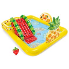 Игровой центр с горкой и распылителем Intex Смешные фрукты 57158NP, 244х191х91 см