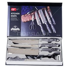 Набор ножей стальных Серый мрамор Y4-3734 I.K в коробке, 6 предметов