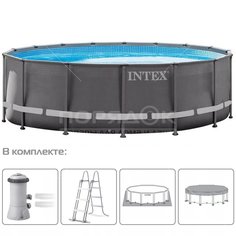 Бассейн каркасный Intex Ultra XTR Frame Pool 26326NP с фильтр-насосом, лестницей, подстилкой и тентом, 488х122 см