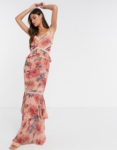 Платье макси с годе и цветочным принтом Hope & Ivy-Розовый цвет