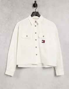 Белая рубашка на пуговицах с логотипом Tommy Jeans-Белый