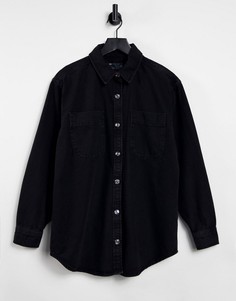 Черная выбеленная джинсовая рубашка свободного кроя (от комплекта) ASOS DESIGN-Черный цвет