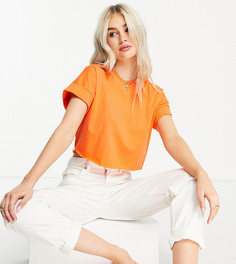 Оранжевая укороченная футболка с отворотами на рукавах ASOS DESIGN Petite-Оранжевый цвет