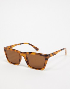 Квадратные солнцезащитные очки в черепаховой оправе с коричневыми стеклами Topman-Коричневый цвет
