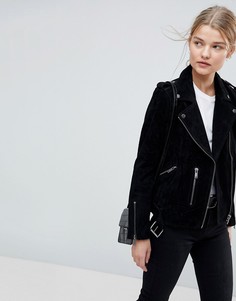 Черная замшевая куртка Selected Femme-Черный цвет