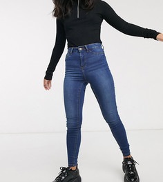 Синие выбеленные зауженные джинсы с завышенной талией Noisy May Petite Callie-Черный цвет