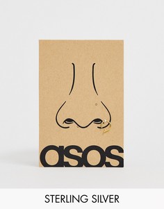 Серебряная серьга 8 мм для пирсинга носа с позолотой 14 карат ASOS DESIGN-Золотистый