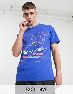 Oversize-футболка с принтом Crooked Tongues-Синий