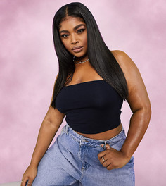 Черный кроп-топ бандо из органического хлопка ASOS DESIGN Curve Ultimate-Черный цвет