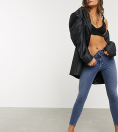 Средне-выбеленные зауженные джинсы в винтажном стиле с завышенной талией ASOS DESIGN Petite Ridley-Фиолетовый цвет