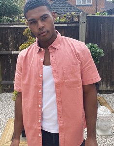 Рубашка классического кроя из саржи персикового цвета River Island-Оранжевый цвет