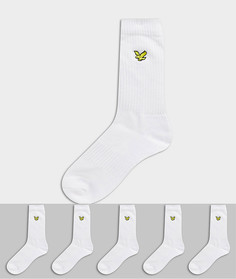 Набор из 5 пар белых спортивных носков Lyle & Scott Bodywear-Белый