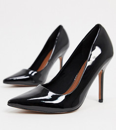 Черные лакированные туфли-лодочки на высоком каблуке для широкой стопы ASOS DESIGN Phoenix-Черный цвет